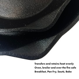 Bayou Classic 7451 10-in and 12-in Cast Iron Skillet Set Features Pour Spouts Perfect For Breakfast Pan Frying Sautéing and Baking