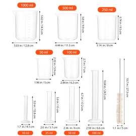 TOYMYTOY 13 Pcs Female Cylinder Lab Beaker Set, Laboratory Tool Set, Laboratory Cylinder Set, Experiment Set, Cylinder Beaker Set, Lab Set, Cylinder Tool Set, Lab Tool Set, Laboratory Tool Set