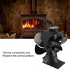 6 Blade Stove Eco Fan Black High Temperature Resistant Self