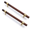 SYZOW 6 Pack Walnut Cabinet Pulls Brushed Brass Drawer Handles,Gold