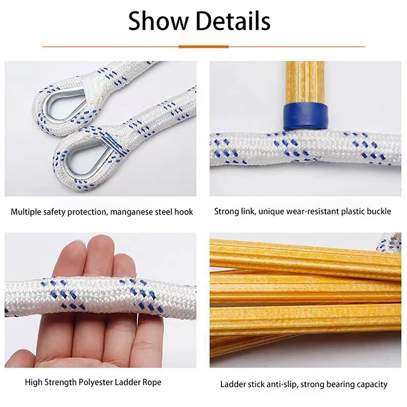 16ft Emergency Fire Escape Rope Ladder 2 Story Flame Resistant