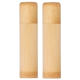 Omabeta 2pcs Eco-Friendly Bamboo Tube Portable Tea Storage Cylinder Mini Round Spices Storage Jar with a Lid for Storing Tea Coffee Beans Various Spices 2.5 x 12cm