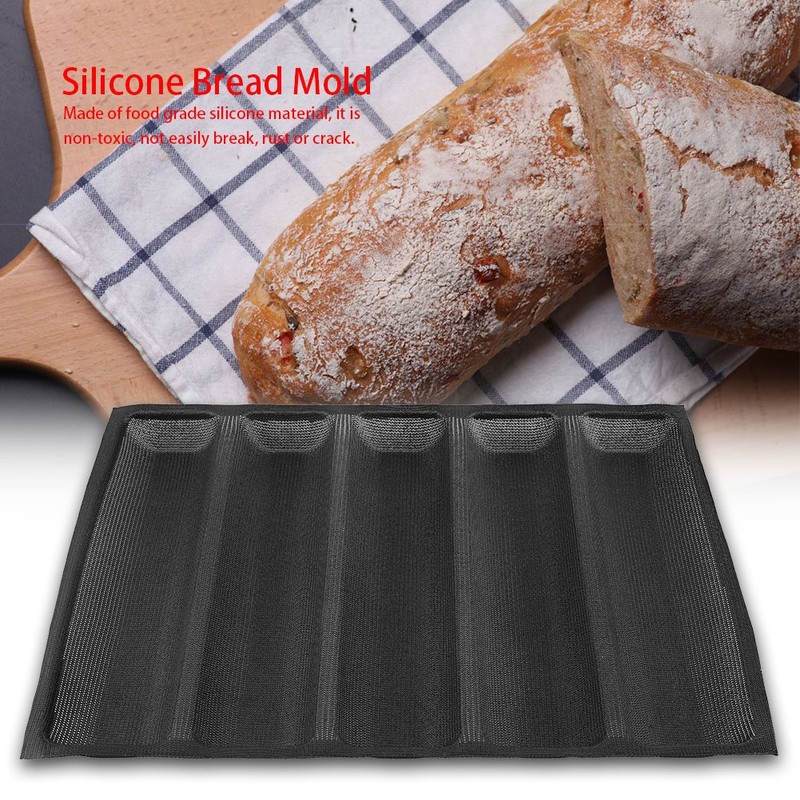 Baking Tray Baguette Mould 5 Cavities Rectangular Reusable Non-Stick Hot