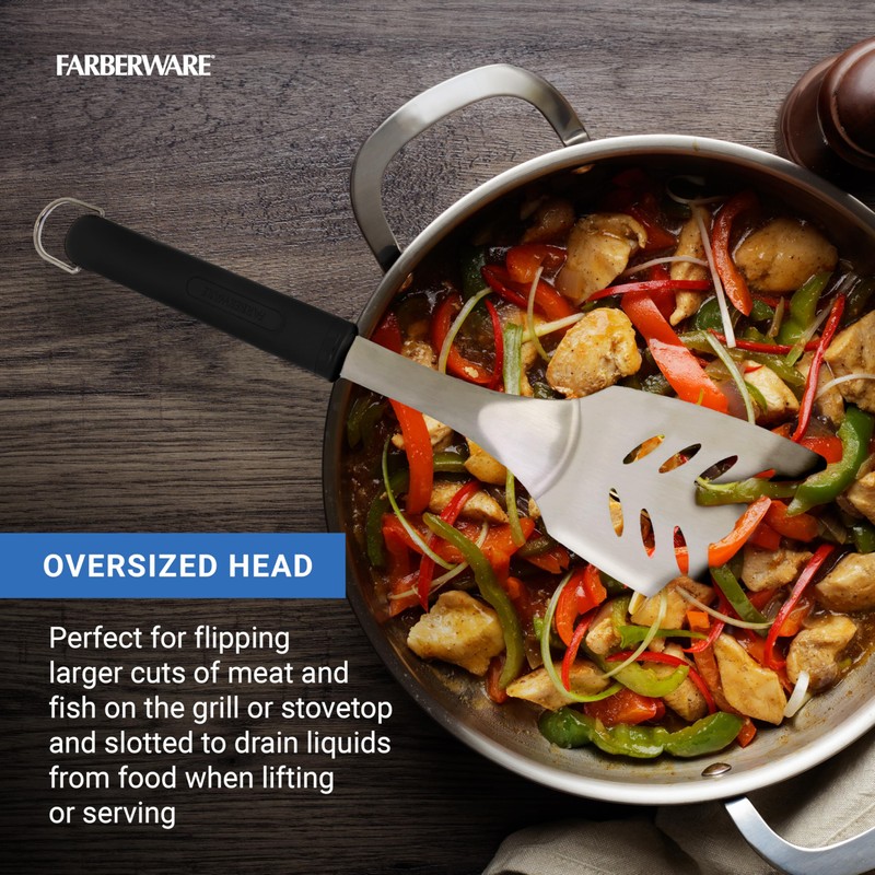 Farberware BBQ Turner, Perfect for Flipping and Serving, Includes Storage