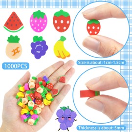 PRALB 1000pcs Mini Cute Erasers, Assorted Fruit Designs Erasers for Homework Rewards, Party Favors, and Art Supplies