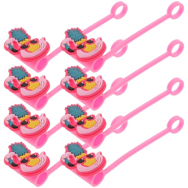 PRETYZOOM 8Pcs Straw Caps Flamingo Flamingo Silicone Straw Covers Pineapple