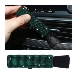 AUCELI Car Detailing Brush, Detail Brush Cleaning Tool for Air Vent Dashboard Engine, Rhinestones Plastic Handle Automotive Interior Leather Exterior Wheel Dust Cleaner, Car Accessories (Green)