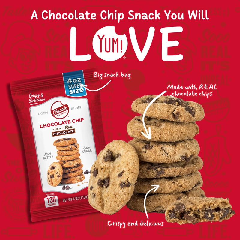 Classic Cookie, Crispy Mini Cookies, Chocolate Chip 4oz Bags, 24