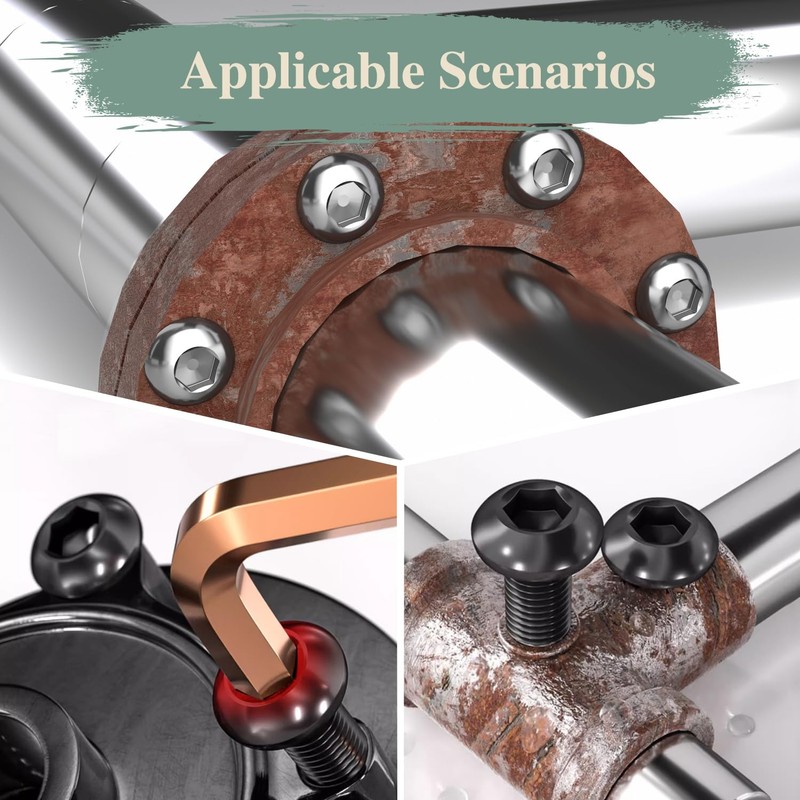 GOHODOMINO M8×30mm Button Head Socket Cap Bolts Screws, Nuts, Flat