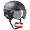 Black Crevice St. Moritz Ski Helmet with Full Visor, Black/Silver,
