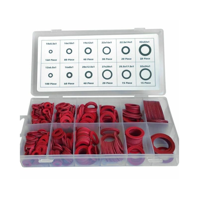 UKDD 600pc Fibre Washer Set - Assorted Fibre Seals Various
