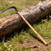 EcoDigiLife Solid Wood Long Handle Weeding Sickle, 30cm Extended Blade