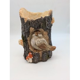 Esschert Design Bird in Log Planter, Faux Wood, Brown