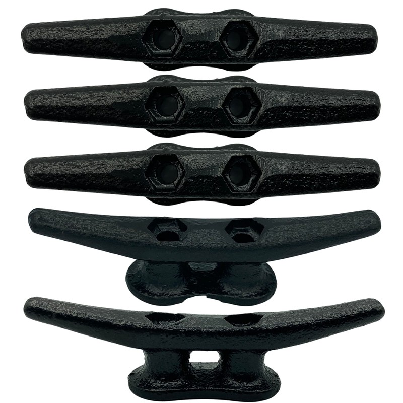 ZUJARA 4 inch Black Boat Cleats, 5-Pack Electrophoretic Coated Black