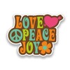 2 x 10cm/100mm Love Peace Joy Vinyl Sticker Hippy Flower