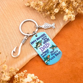 Fishing Keychain for Dad Funny Fisherman Gifts for Husband Grandpa Father's Day Gifts for men Birthday present Christmas Gift Fishing Lover Accessories Best Gift for Angler Dad from Daughter Son