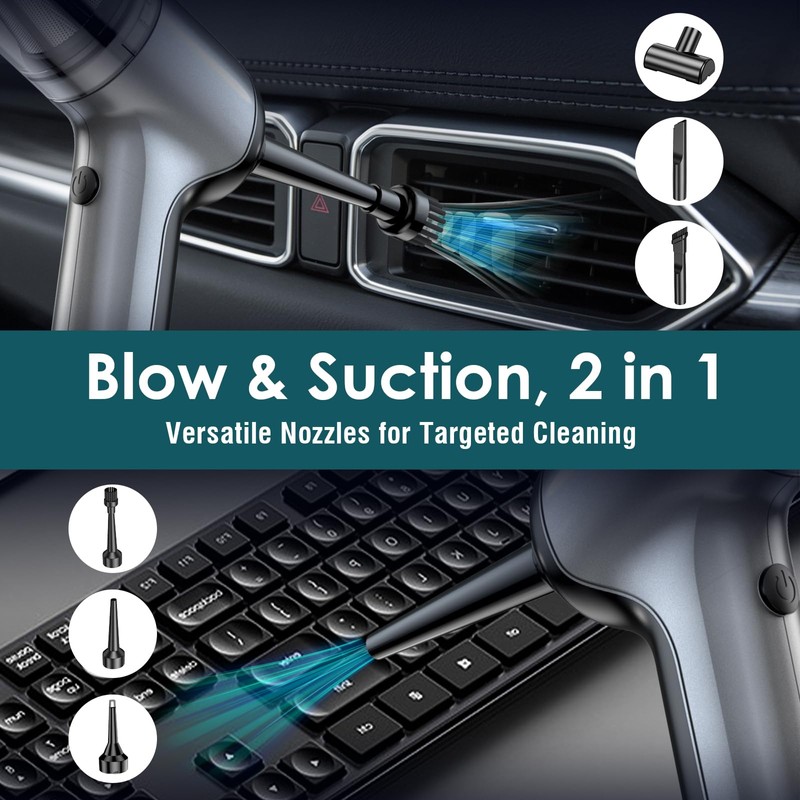 SZJIBAILI Mini Vacuum Cleaner for Car,12000pa Rechargeable Brushless Motor, 2