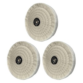 Extra Thick (60 Ply) 6 Inch White & Yellow Buffing Polishing Wheels for Bench Grinder Tool with 1/2 Inch Arbor Hole 3PCS