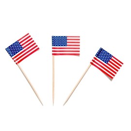SHATCHI USA US American Flag Picks Toothpicks Cocktail Sticks Cupcake Toppers for Patriotic Theme Party 4th of July Decorations, (50pcs/200pcs/500pcs), Multi, 50pcs