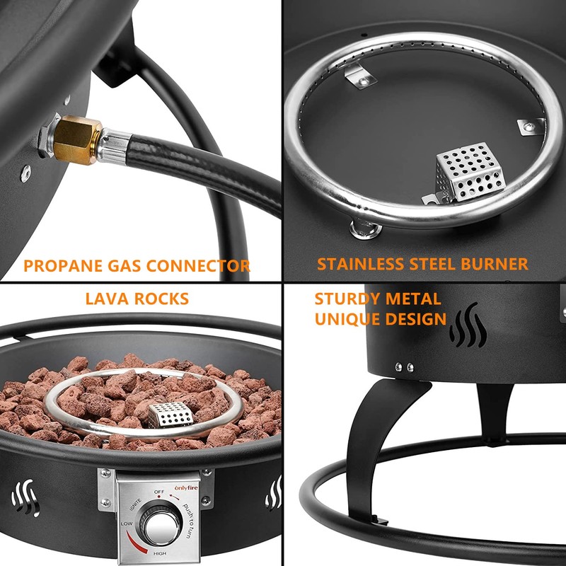ONLYFIRE OUTDOOR LIVING Propane Gas Fire Pit 22¡±, Portable Smokeless