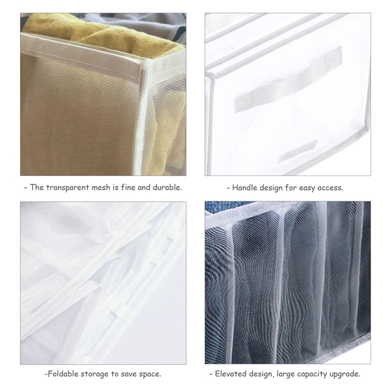 1 Pack Closet Drawer Organisers, 9 Grids Jeans Storage Box