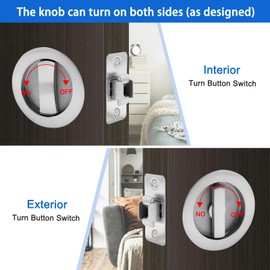 Dontay Pocket Door Passage Lock, Double Sided Rotation, Privacy (Bed/Bath) Latch, Flush, Large Locking Lever, Hardware for 1 3/8” to 2 3/16” Thickness Door (1, Brushed Nickel)