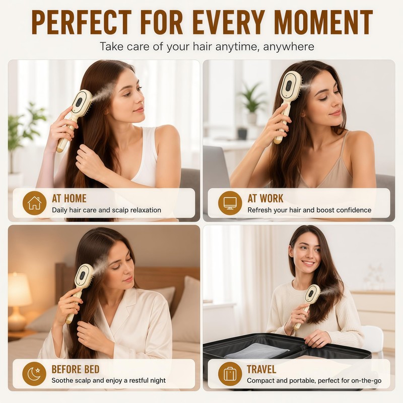 Electric Spray Air Cushion Massage Comb, Hair Brush with Water