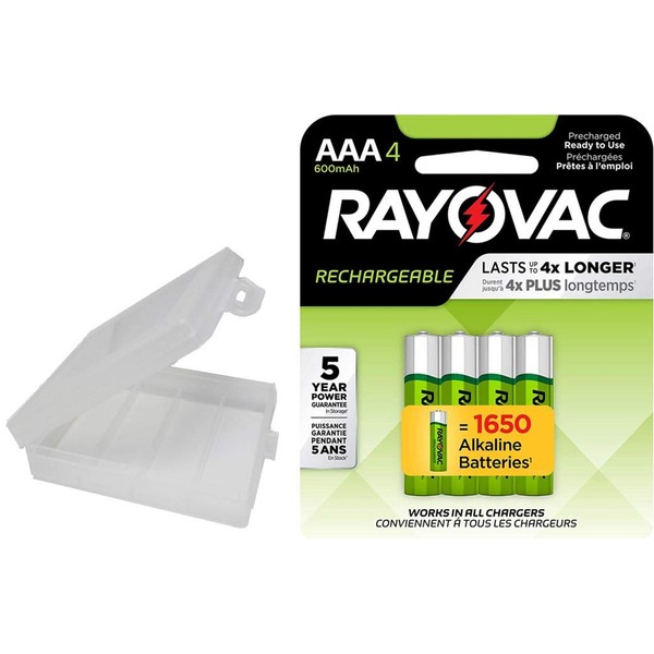My Battery Supplier Rayovac Rechargeable 600mAh NiMH AAA Batteries 4 Pack with Holder