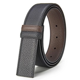 Vatee's Men’s Genuine Leather Reversible Blets Without Buckle Replacement Belt Strap 1.34"(34mm) Wide 49"(125cm) Long Black & Coffee