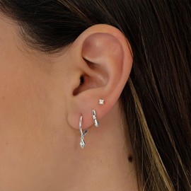 Meteorstarry 925 Sterling Silver Earring Stacks for 3 Piercings Dainty Small Huggie Hoop and Stud Earrings Sensitive Earrings Hypoallergenic Earrings Set for for Multiple Piercings Jewelry Trendy