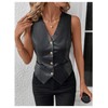 SweatyRocks Women's PU Leather Button Down V Neck Sleeveless Jacket
