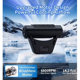 Socool Portable Car Fan with 10000mAh Battery, 27.5-Hour Runtime, 4-Speed Backseat Headrest Cooling Fan for Baby, Kids, RV & Truck