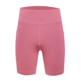 DEVOROPA Girls 5" Spandex Volleyball Shorts Stretch Youth Athletic Gymnastics Shorts Kid Yoga Dance Compression Shorts Pocket Pink Medium