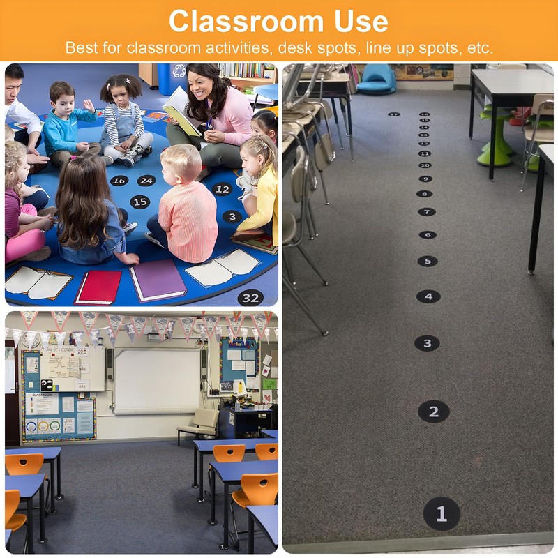 Black Carpet Spots Markers for Classroom - ForTomorrow 36 Pcs