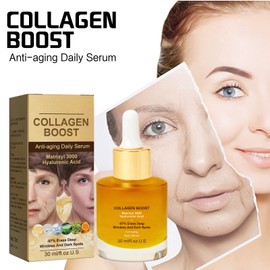 Collagen Boost - Collagen Serum For Face - With Collagen, Organic Aloe Vera, Vitamin C - Greasy - Lighten Dark Spots,Anti Aging & Wrinkle - For Youthful, Radiant & Dewy Skin (3PC)