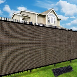 UPGRADE Privacy Fence Screen 170 GSM 90% Visibility Blockage 6'X50' Mocha Outdoor Commercial Wind Screen Mesh Panels Shade Cover for Chain Link,Deck,Balcony,Backyard with Zip Ties,Customized,A072