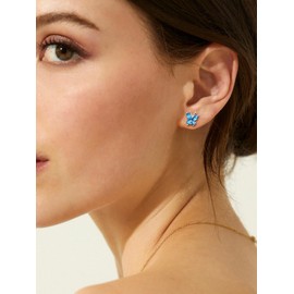 Blue Butterfly Earrings for Women Girls Simulated December Birthstone Jewelry 925 Sterling Silver Cute Animal Stud Earrings