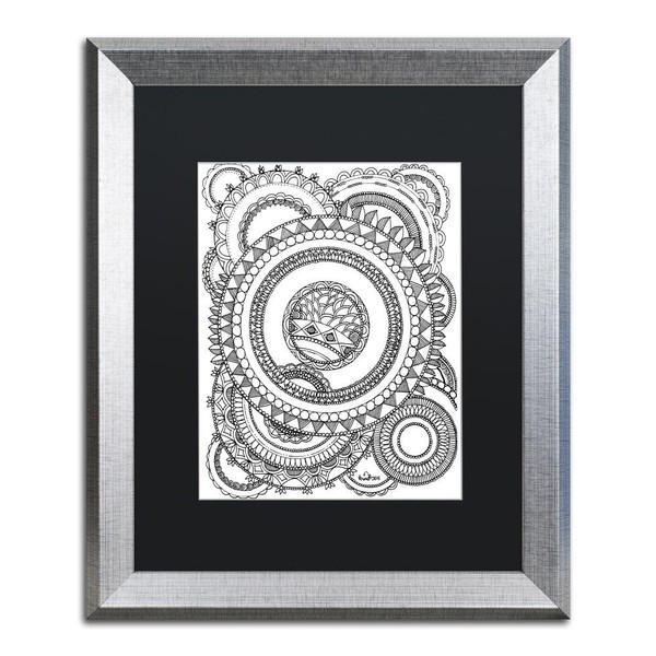 "Circles 1" by KCDoodleArt Artwork in Black Matte with Silver Frame, 16" x 20"