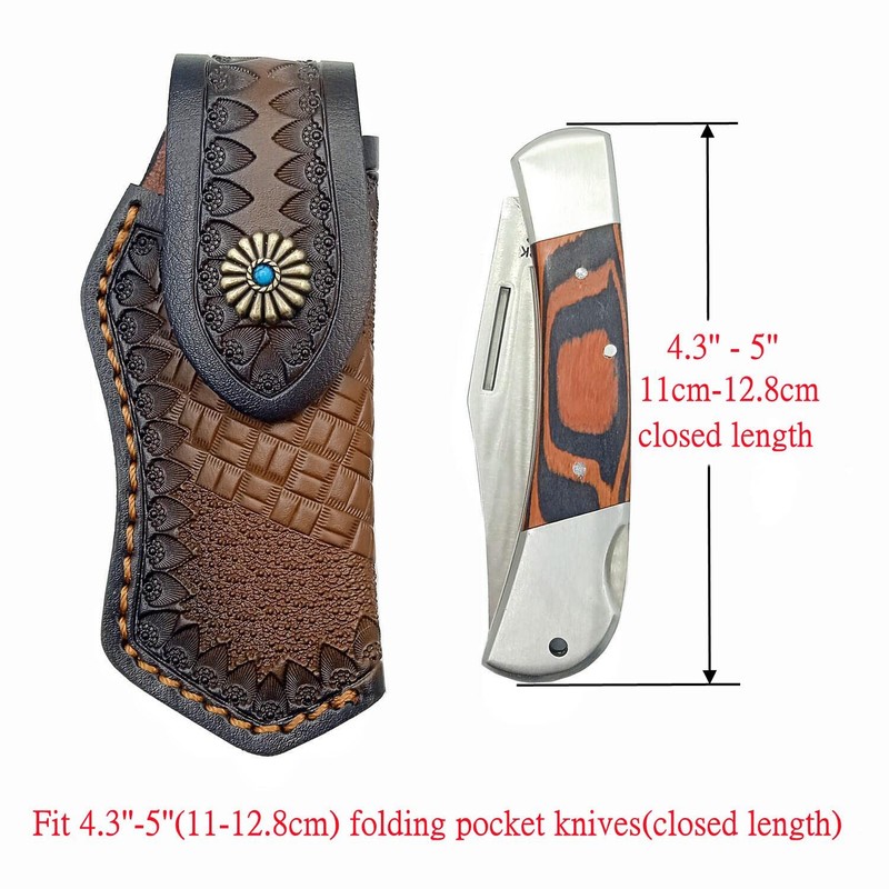 COHOMELARS 5'' Leather Folding Pocket Knife Sheath,Leather Knife Pouch for