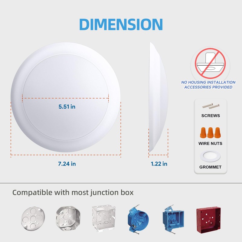 ECOELER 5/6 Inch LED Disk Lights, Dimmable Flush Mount Ceiling