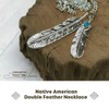 H.N.Z Native American Necklace Silver Turquoise Feather Indian Jewelry Men