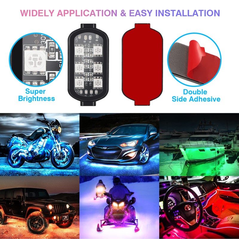 16Pods Motorcycle LED Lights Kits with Brake Turn Signal, Motorcycle