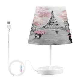 ALAZA Art Paris Eiffel Tower Street Decor Bedside Table Lamp with USB Port 3 Color Temperatures LED Desk Lamp for Bedroom Office M
