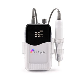 Nail Supply Inc. Pro Series 35K Hybrid E-File, 35000 RPM Professional Electric Nail File, Portable and Rechargeable, Cordless, Adjustable Speed, LED Display, White Color