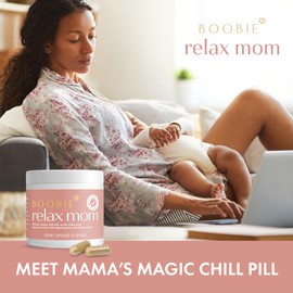 Boobie Brands Boobie Relax Mom, Stress Support Supplement | Lactation Approved | Mood and Energy Support with Ashwagandha & L-Theanine, 60 Capsules