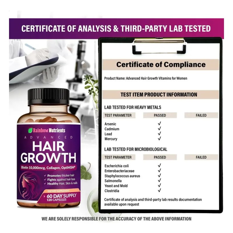 Vitaminas Para Crecimiento Del Cabello Rainbow Nutrients 2pc