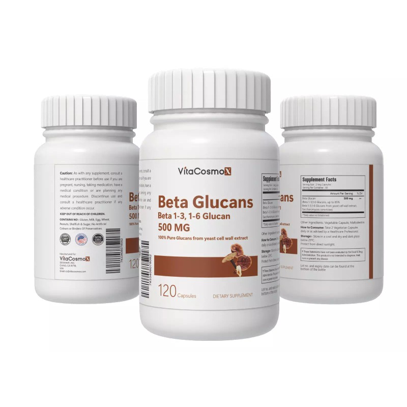 VitaCosmoX Beta Glucan 1-3, 1-6 Capsules 500mg, 120 Veggie Capsules