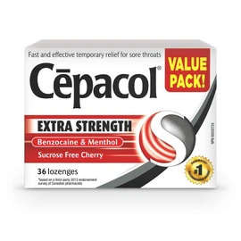 Cepacol Extra Strength Sucrose Free Cherry Value Pack, Sore Throat lozenges 36 count