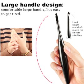 Svartur Interchangeable Crochet Hook Set with 12 Hooks – Ergonomic Crochet Hooks Large Handle, US Sizes E-4 to N-15 (3mm–10mm), Smooth & Lightweight, Crochet Kit with Storage Case, Black