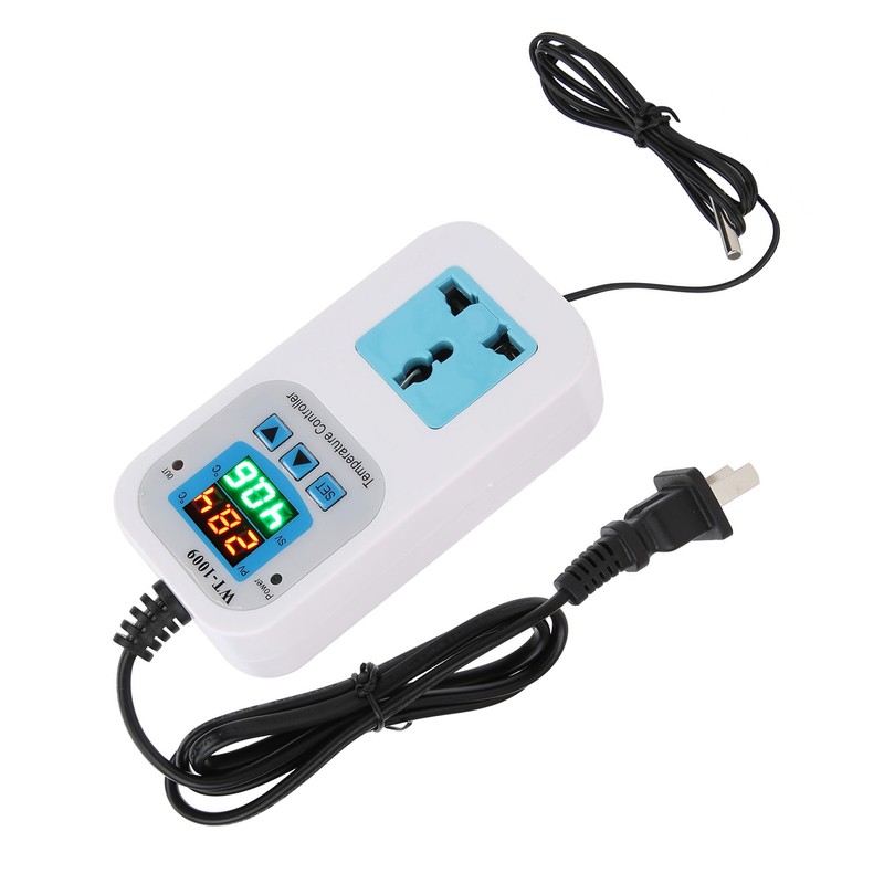 Temperature Controller Digital Dual Display Electronic Control Socket 10A WT‑1009
